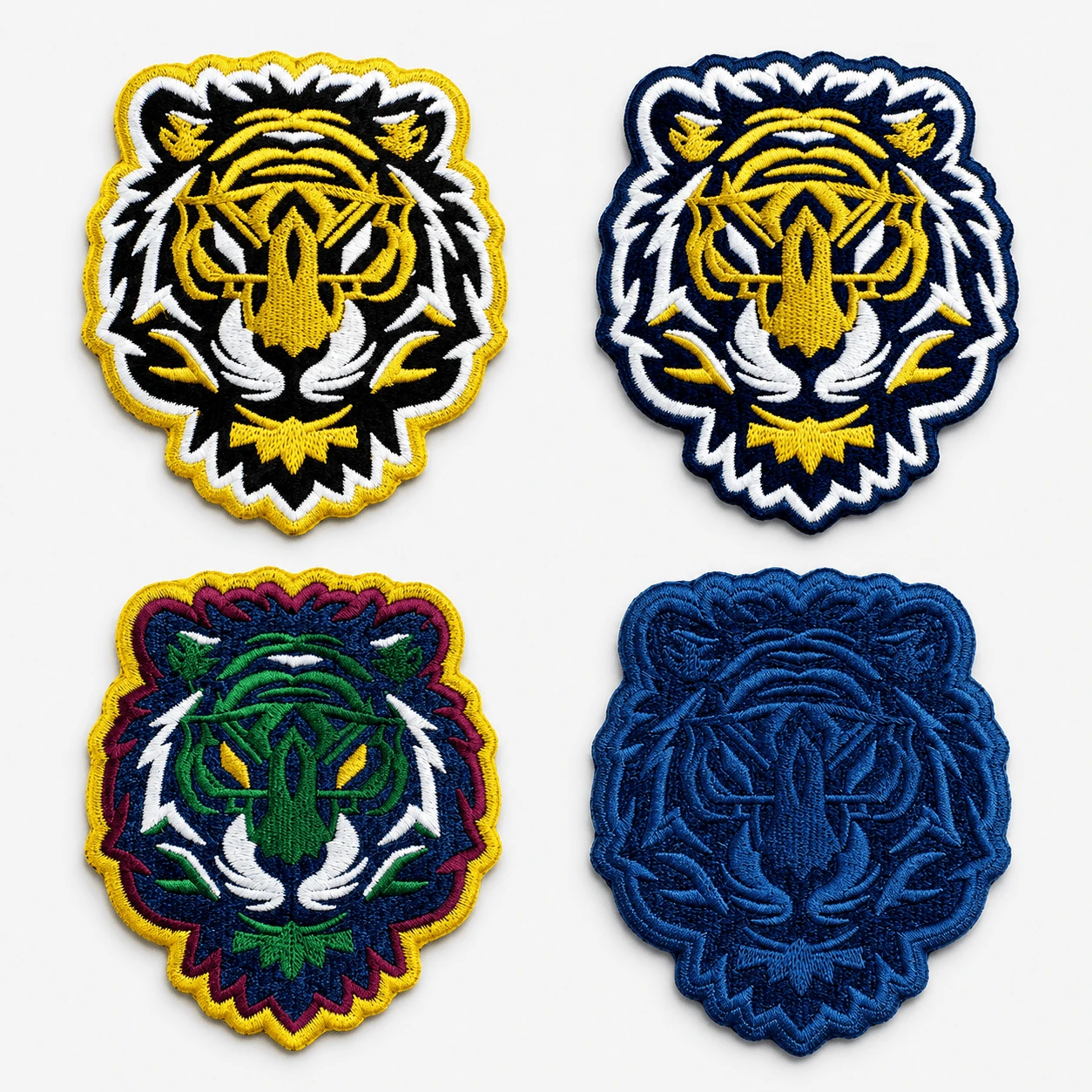 Patch backing options including sew-on, iron-on, adhesive and Velcro backing